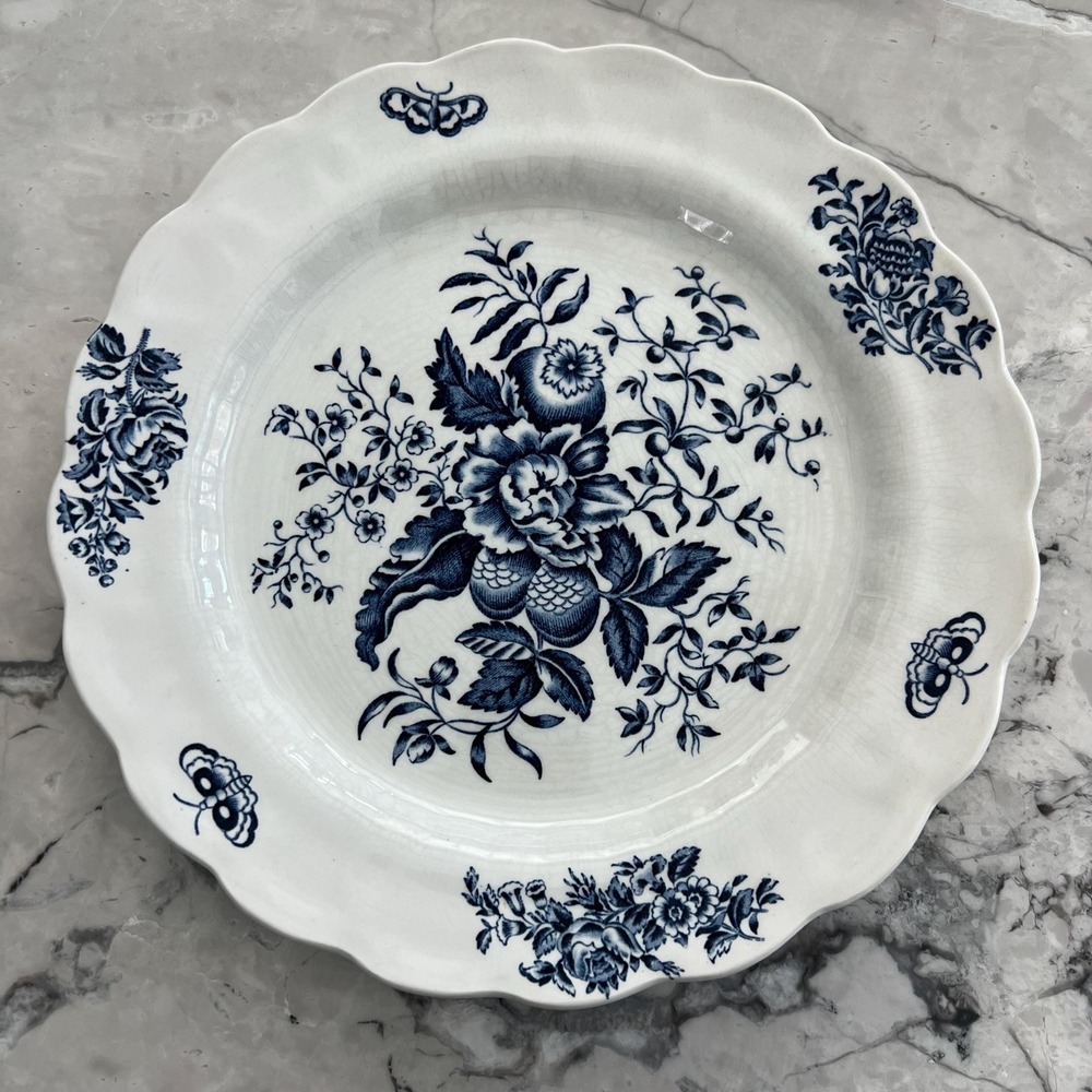 Set of 6 vintage Booth's Peony dinner‎ plates blue and white